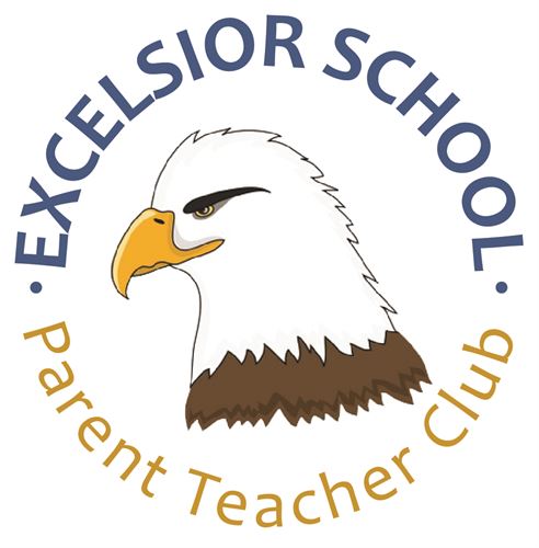 Excelsior School Parent Teacher club - an eagle head is in the center of the logo